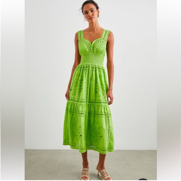 Rails Dresses & Skirts - NWT Rails Fawn Embroidered 100% Cotton Midi Dress in Island Green